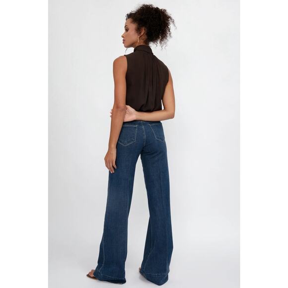L'Agence Madden Wide Leg Jeans Womens 31 High Waist Flared Stretch Durango Wash - Picture 13 of 14